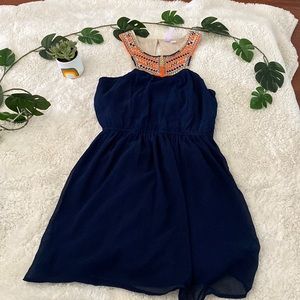 Navy Blue Dress with Embroidery Detail!